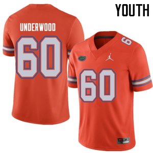 Youth Florida Gators #60 Houston Underwood NCAA Jordan Brand Orange Authentic Stitched College Football Jersey QEQ4162JK